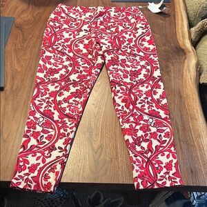 NWT Lilly Pulitzer Luxletic Red and White Floral Golf Pants. Pull on, stretchy